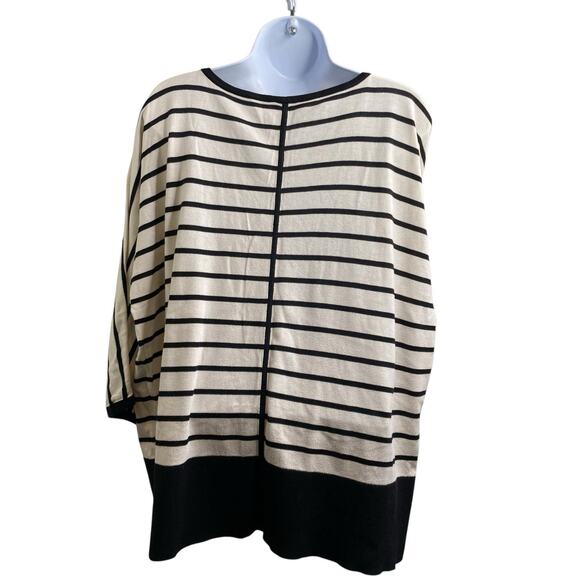 Talbots Women's Striped V Neck‎ Sweater Size 2X Dolman Sleeves Lagenlook Slouchy - Picture 2 of 10